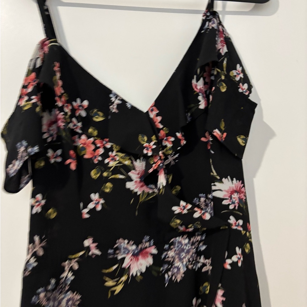 Iz Byer Black and Pink Asymmetrical Ruffled Maxi Dress - Picture 12 of 12
